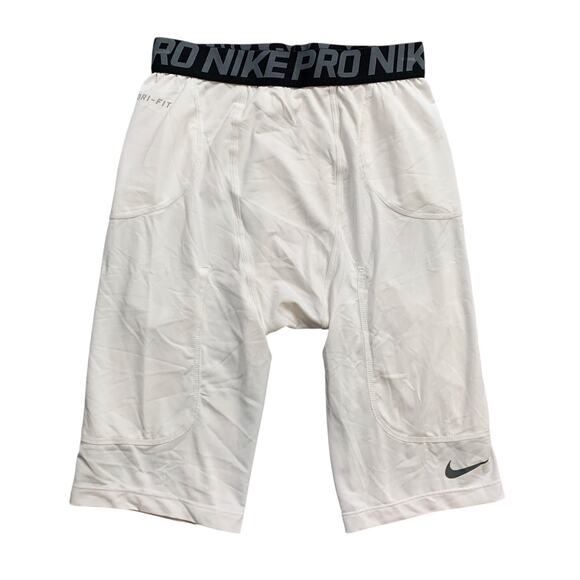 Nike Pro Football Shorts Mens Large White Dri Fit Girdle Tights with Pad Pockets - Picture 1 of 16